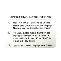 OPERATING INSTRUCTION DECAL