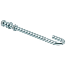 THREADED J-BOLT TIE ROD FOR ANCHORING CARRIAGES - M20 X 15", GALVANIZED